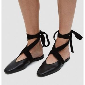 JW Anderson ballerina suede tie up flats